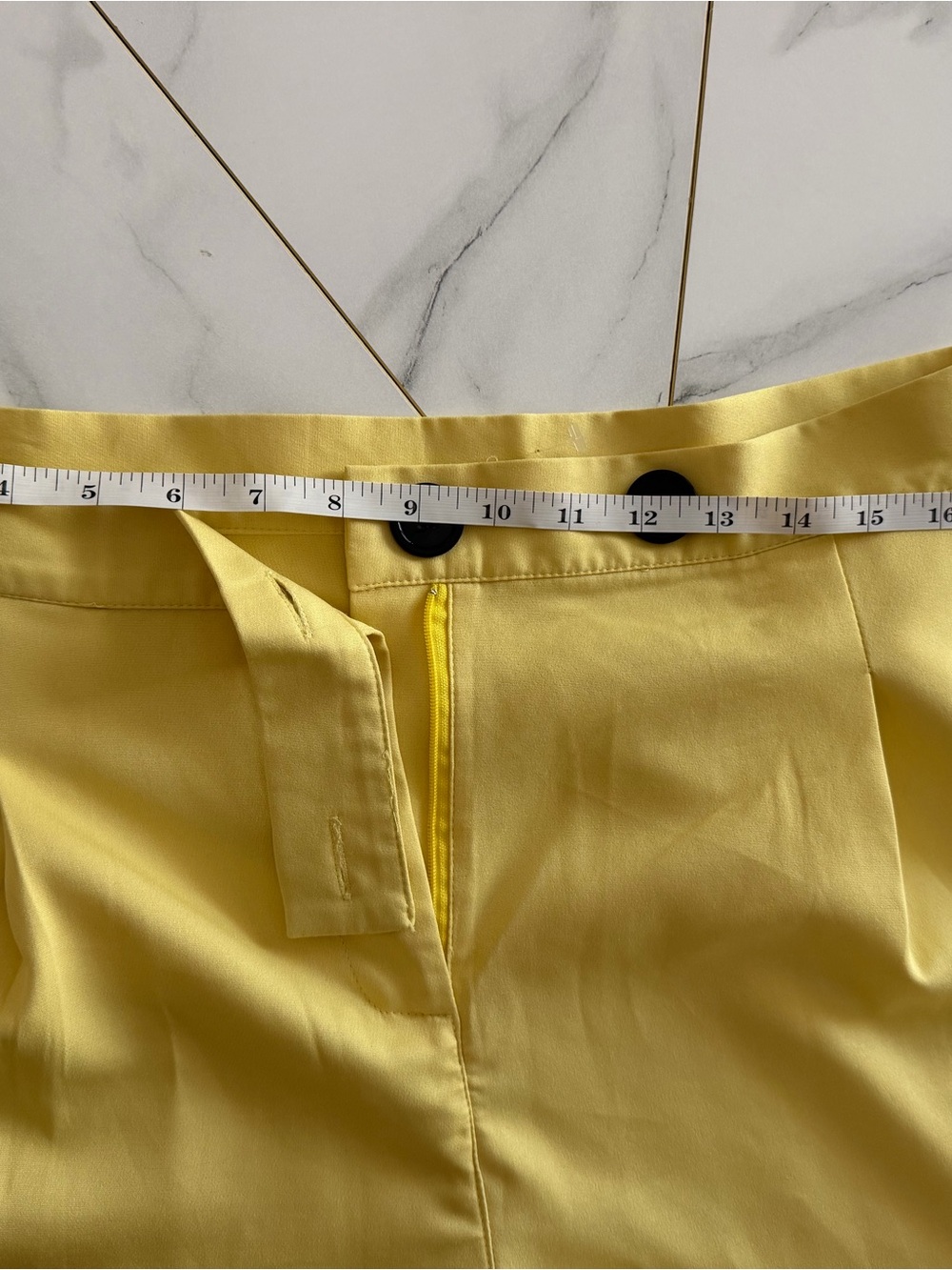 Yellow High-Waist Pleated Bermuda Shorts - Picture 3 of 8